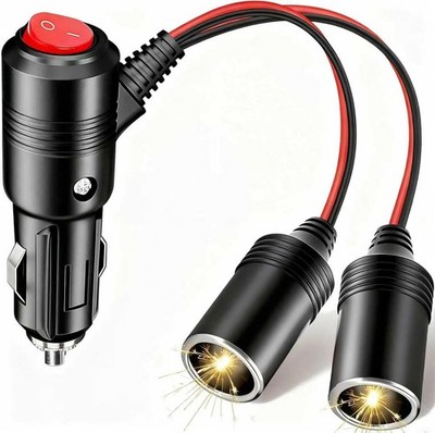 Car Cigarette Lighter Splitter, 12v Splitter Adapter for Car,1 to 2 Car Cigar...