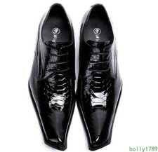 Snakeskin Pattern Men  s Leather Dress Shoes Formal Business Clubwear Bar Fashion