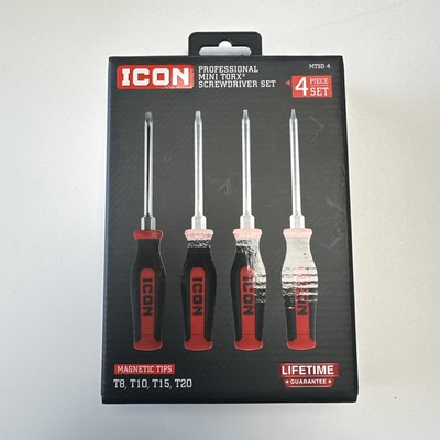 Icon Professional Mini Torx Screwdriver Set 4 Pcs MTSD-4 59469 T8 T10 T15 T20