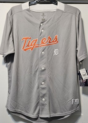 MLB Detroit Tigers True Fan Button Front Grey Jersey Men s Size XL New Light Wei