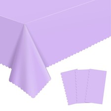 3 Pack Lavender Plastic Tablecloth, 54 X 108inch Disposable Light Purple