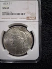 1923 Peace Dollar $1 Silver Coin NGC MS 61 Business Strike Philadelphia Satin