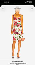 Dolce & Gabbana Peony Floral Silk Charmeuse Sweetheart Sheath Midi S