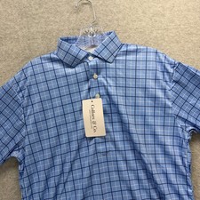 Collars  Co Dress Collar Polo Shirt Mens Small Blue Check Performance Stretch