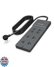 Belkin 8-Outlet Surge Protector w/ 8 AC Outlets and 8ft Long Flat