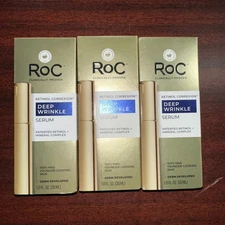 Lot Of 3 RoC Retinol Correxion Deep Wrinkle Anti-Aging Facial Serum-1 fl oz
