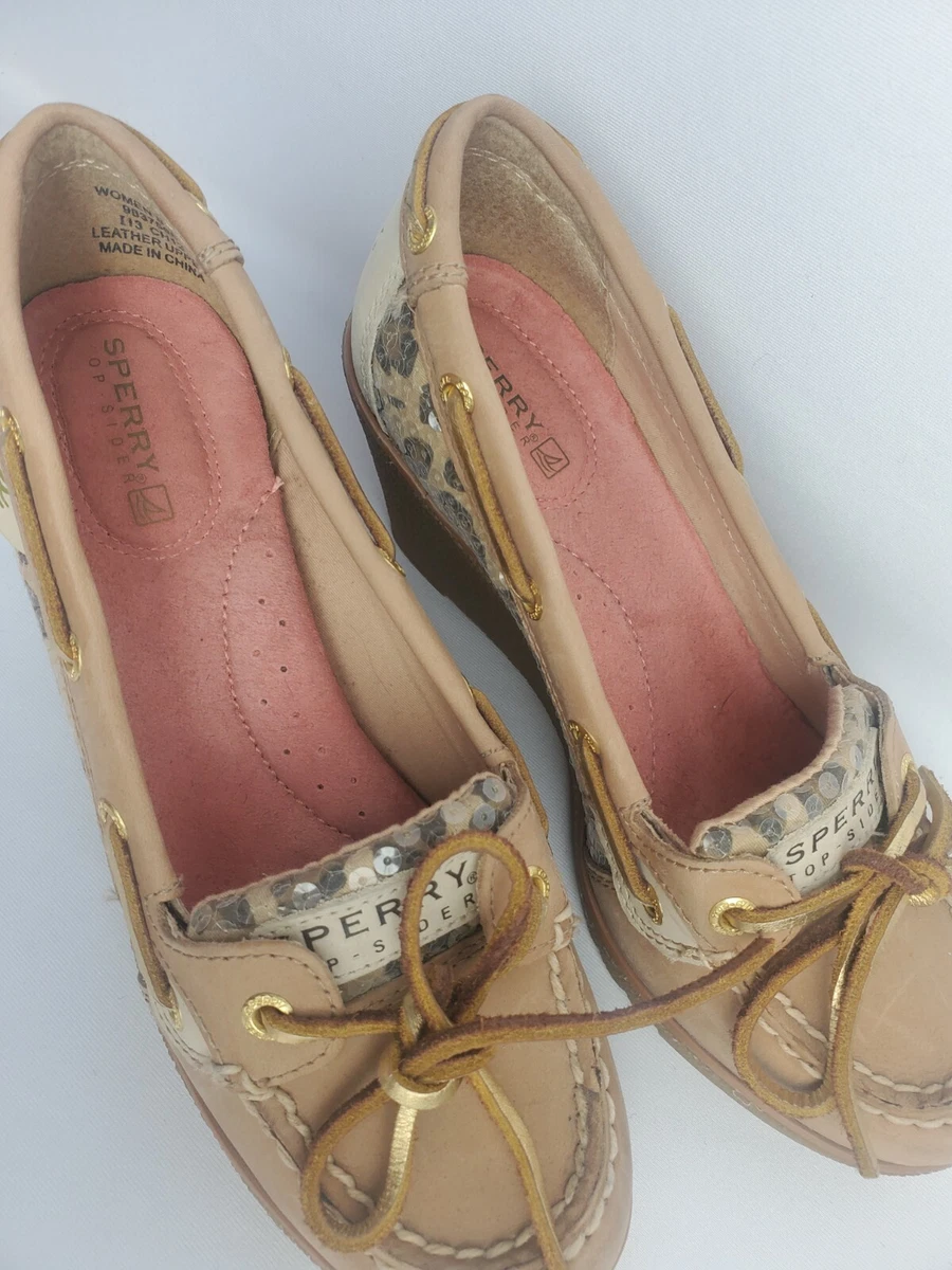 Sperry Top Slider wedges goldfish tan oilcloth Shoes