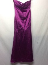DAVID'S BRIDAL LONG STRAPLESS STRETCH SATIN DRESS RASPBERRY SIZE 12 F15586 P-4