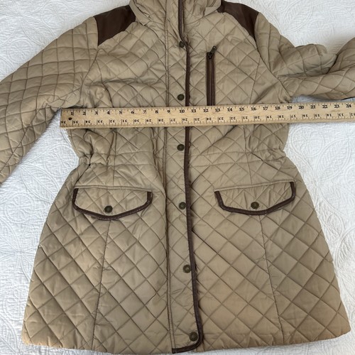 Chaqueta Lauren Ralph Lauren Mujer Mediana Beige Cremallera a Presión Capucha Acolchada Parka - Imagen 8 de 12