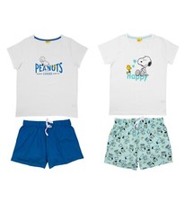 Peanuts Schlafanzug 2 tlg. Pyjama Kurzarm Shorty Snoopy Größe: 40/42 44/46 48/50