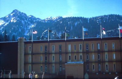 4/12/1965 Ski Lodge At Snoqualmie Pass Washington State  Color Slide