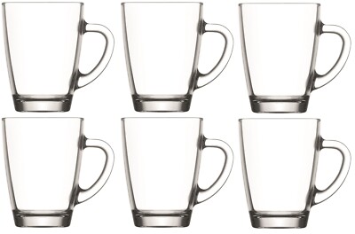 6er Set Teegläser Teetassen Glastassen Trinkgläser mit Henkel