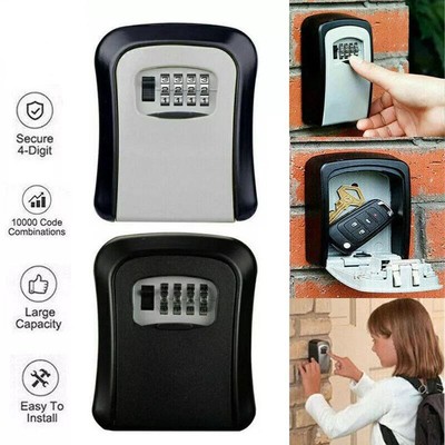 Key Safe 4-Digit Combination Lock Box Wall Mount Storage Safe Security Outdoor