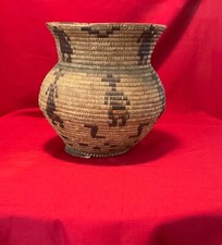 Large Pima Papago Figural Olla Basket Height 13 1/2"