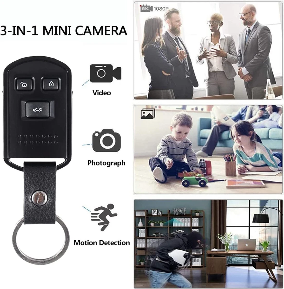 Upgraded Mini Car Key Spy Camera Portable Hidden Camera Small
