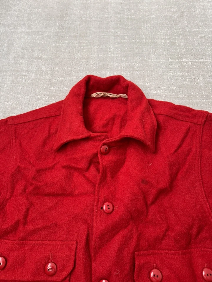 Vintage BOY SCOUTS 1970s BSA Coat Jacket Shirt RED WOOL Mens 38 Shacket - Image 4 of 4