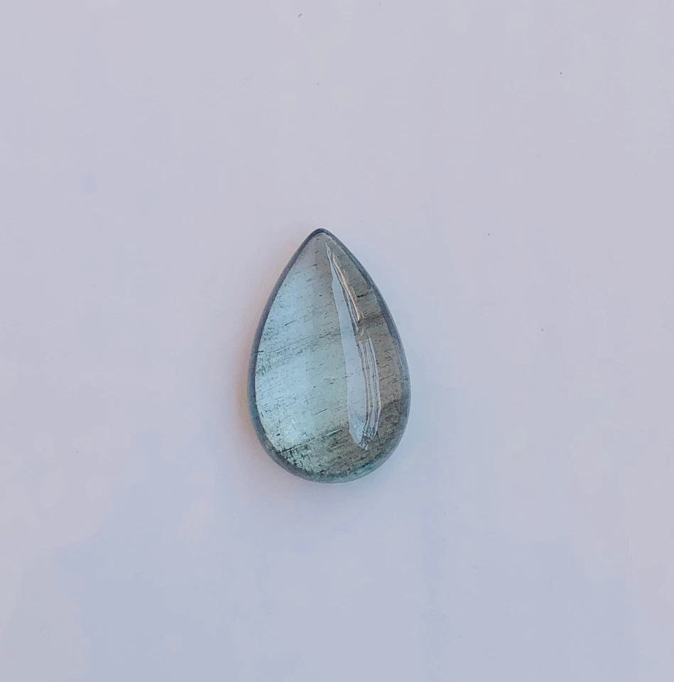 48.65carat Natural Moss Aquamarine Pear Cabochon 21.00x32.60mm Blue Color - Image 2 of 4