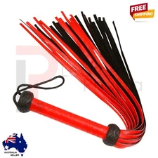 Genuine CowHide Thick Leather Flogger 25 Tails Red and Black Heavy Double Pasted