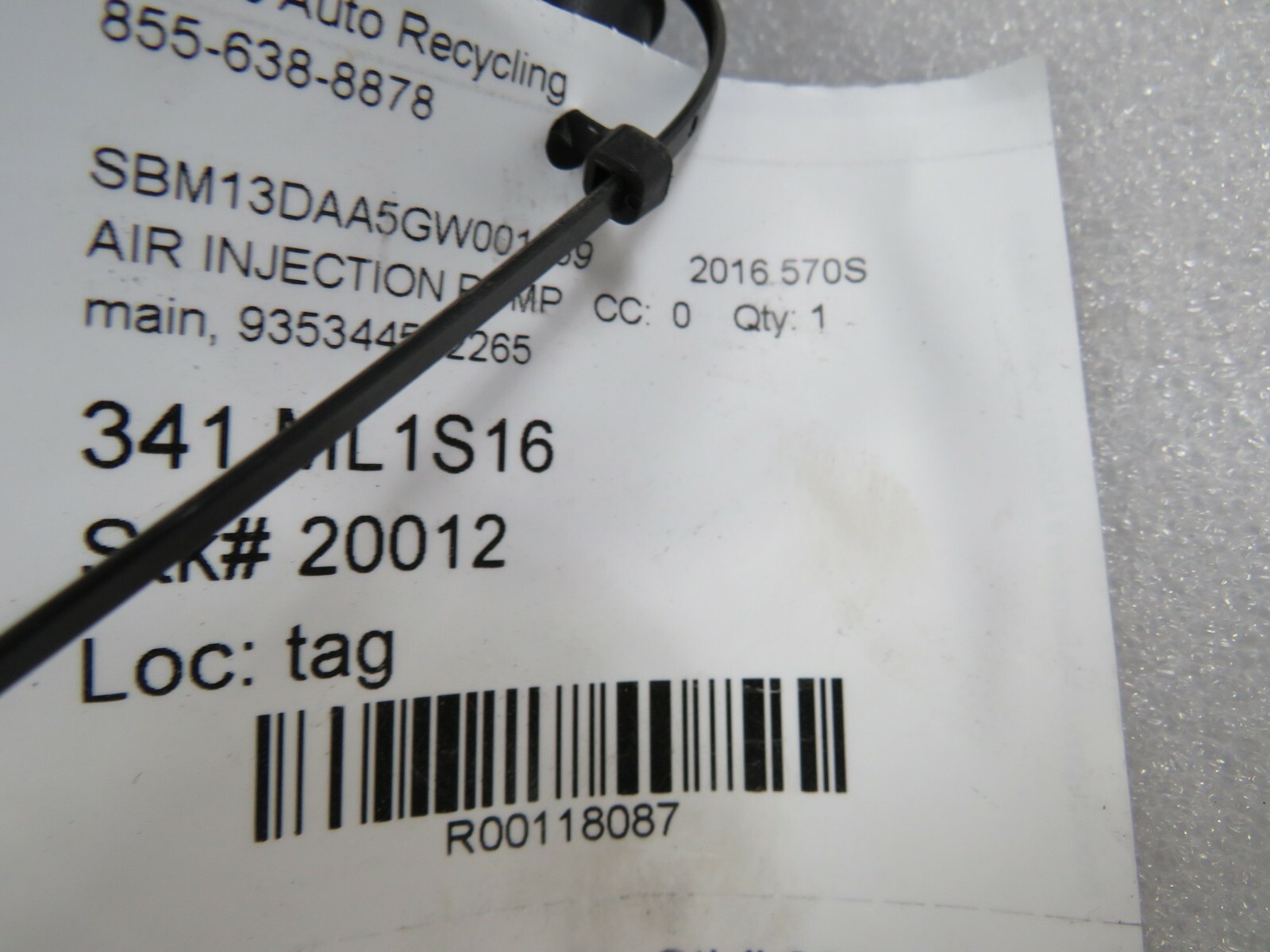 McLaren 570S, Main Air Injection Pump, Used, P/N 935344502265