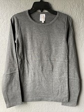 Women's Gray Crew neck Long Sleeve Plain top shirt size S new