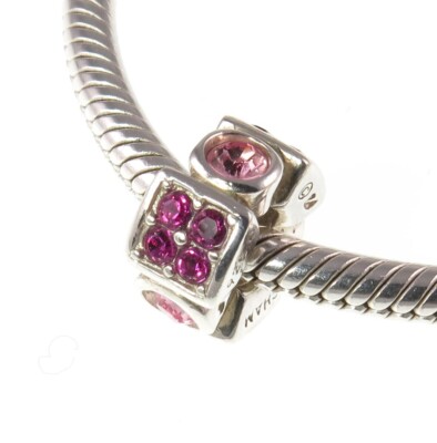 CHAMILIA 925 Silber & Kristall PINK RADIANCE SPACER Charm Bead, Liebe, Valentinstag