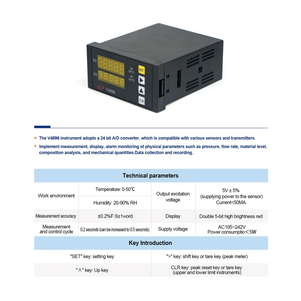QL-V4896 Digital Scale Display Load Cell Indicator OUTPUT 0-5V 0-10V 4-20mA 485 - Image 2 of 4