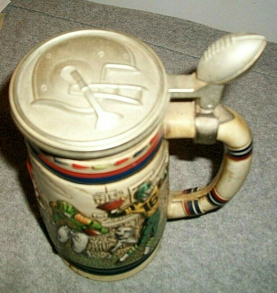 Avon Football Lidded Mug Stein 1984 Aluminum Lid Ceramarte