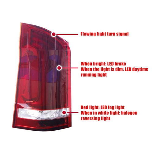 2x LED Dynamic Rear Tail Light Brake Lamps For Mercedes Benz Vito W447 2015-2022 - Picture 12 of 15