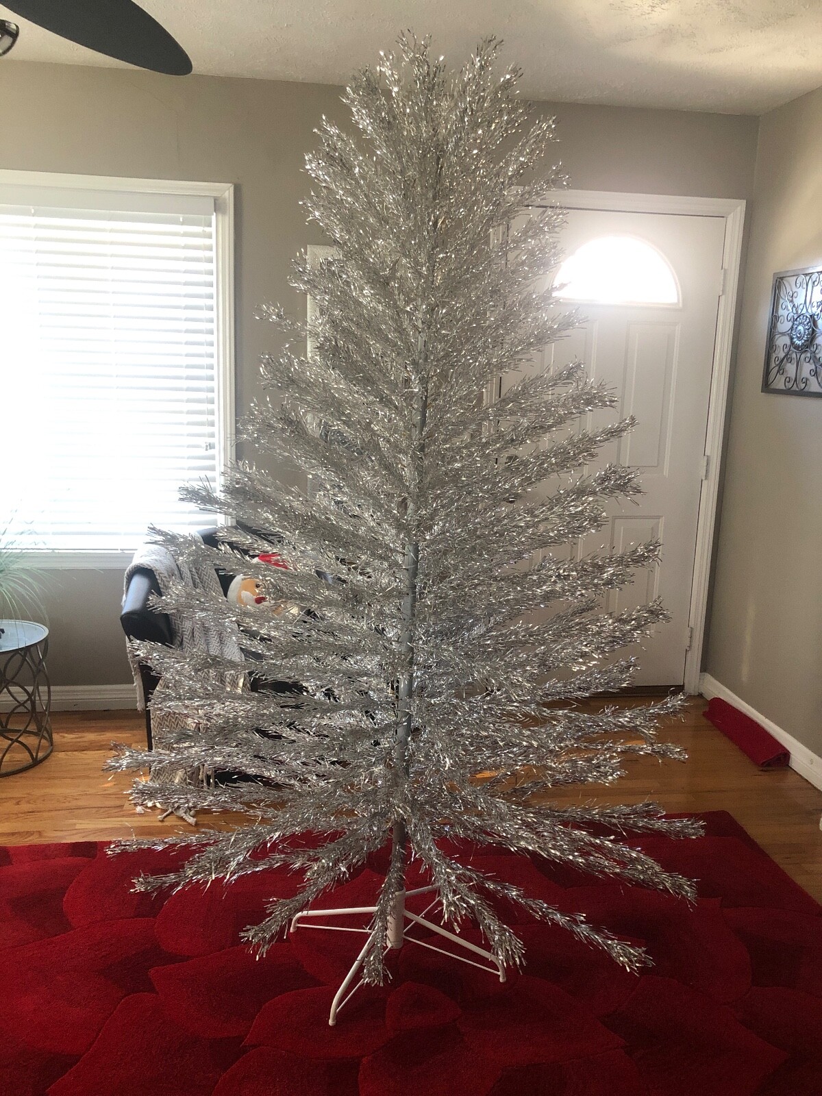 Vintage 7' Silver Aluminum Christmas Tree 209 Branches Stand & Original