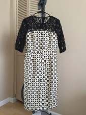 black white lace 3/4 sleeve dress