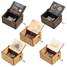 You are My Sunshine Music Box Black Engraved Musical Boxes Hand-Cranked