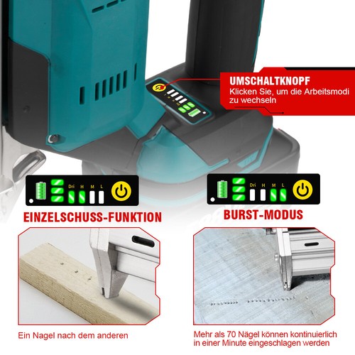 Akku Nagler Nagelpistole Nagelgerät F30G Geradem Nägel Für Makita 18V - Bild 5 von 17