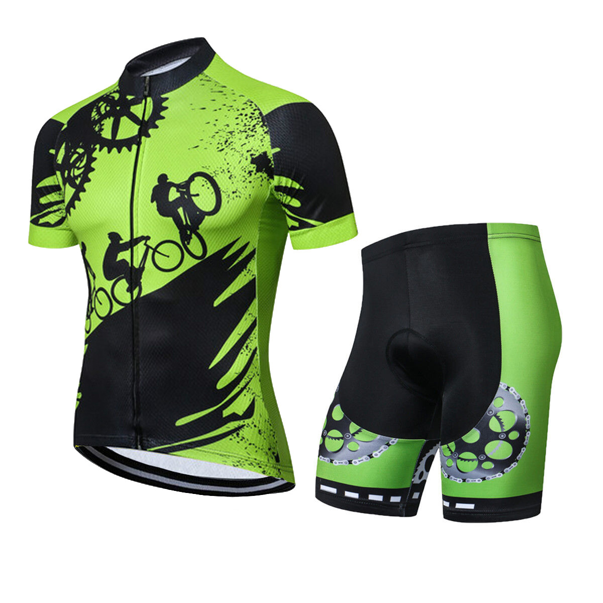 Men's Bike Clothing Reflective Cycling Jersey Tops Padded Cycle Shorts Kit S5XL eBay