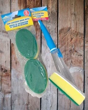  Scrub Sponges with Soap-Dispensing Handle / Bonus 2 Pack Scrubbers