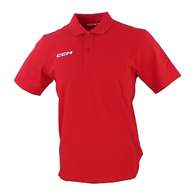 CCM Hockey Short Sleeve Team Polo Shirt Senior/Adult (OSS5TA)-Red