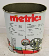 Vintage 1970s J.L. Clark Metric System Measurements Conversions Trash Can 13x11