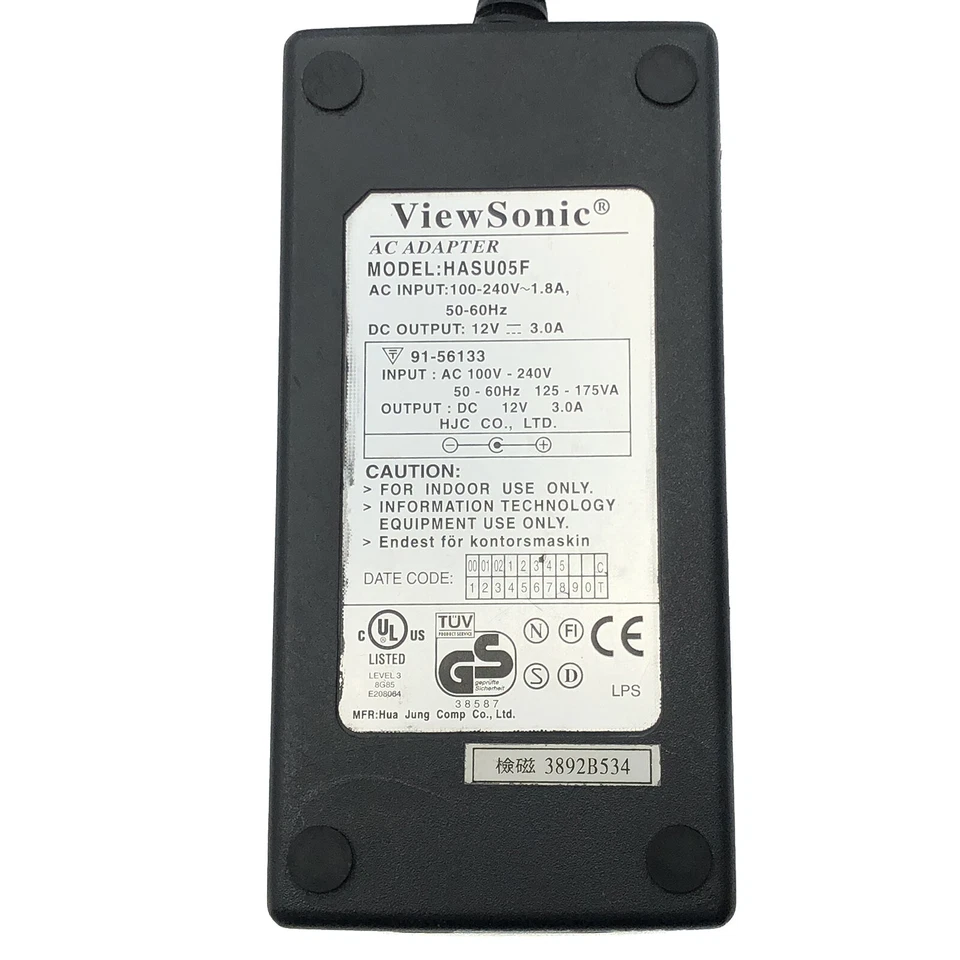 Adaptador de corriente alterna original ViewSonic HASU05F cargador 12V 3A Foto 2 de 4