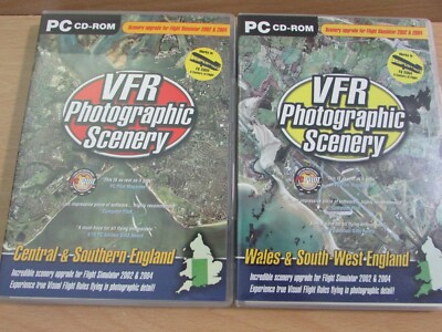 Superb 2 x Flight Simulator 2002 & 2004 VFR Photographic Scenery England & Wales
