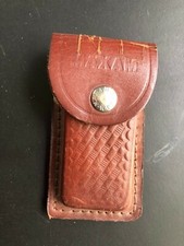 Maxam Top Grain Leather Folding Knife Case. Made in USA