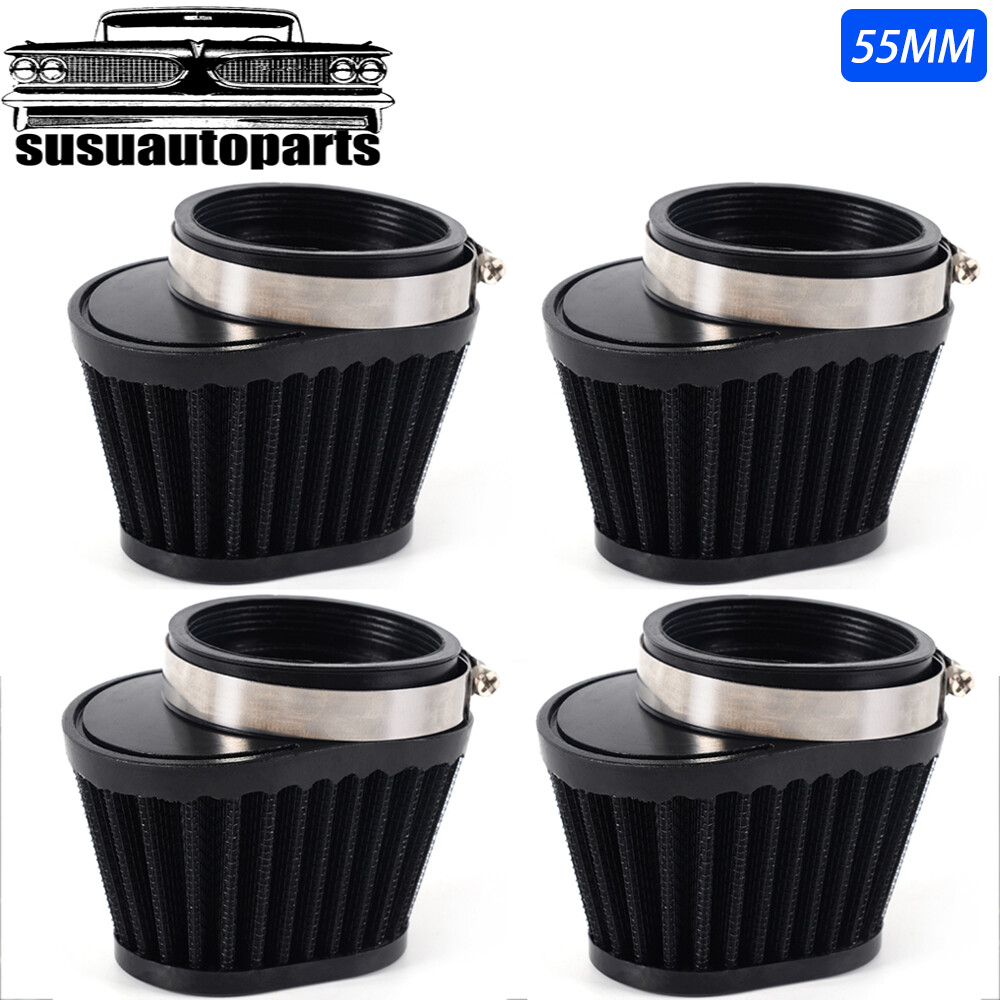 4X 55MM/2.17in Motorcycle Air Intake Filter Cleaner Pod Replacement Universal