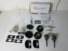 FRONT/REAR DEADBOLT LOCKS - 2 LOCKS - 5 KEYS - EXTRAS - OIL RUBBED BRONZE