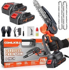 6 Inch Mini Chainsaw, Cordless Chainsaw with Brushless Motor 2 Rechargeable Wood