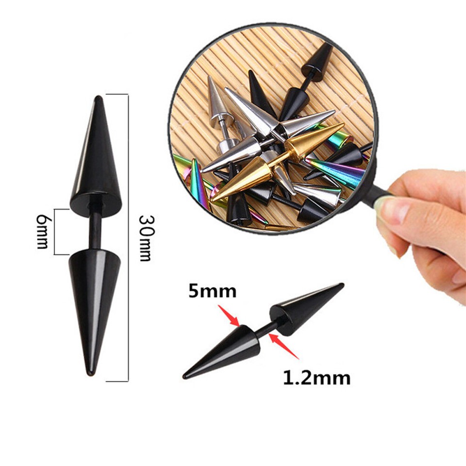 Mens Womens Stainless Steel Spike Rivet Ear Cartilage Tragus Helix Stud ...