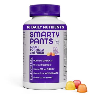 SmartyPants Adult Fiber Gummies 180 Count Multivitamin Omega 3 Digestive Support
