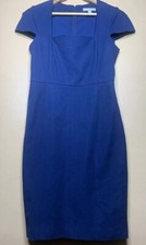 Banana Republic Women Size 4 Dress Sheath Square Neck Blue Knee Length