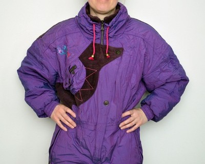 retro vintage Luhta purple SKI SUIT snowsuit women size US 14