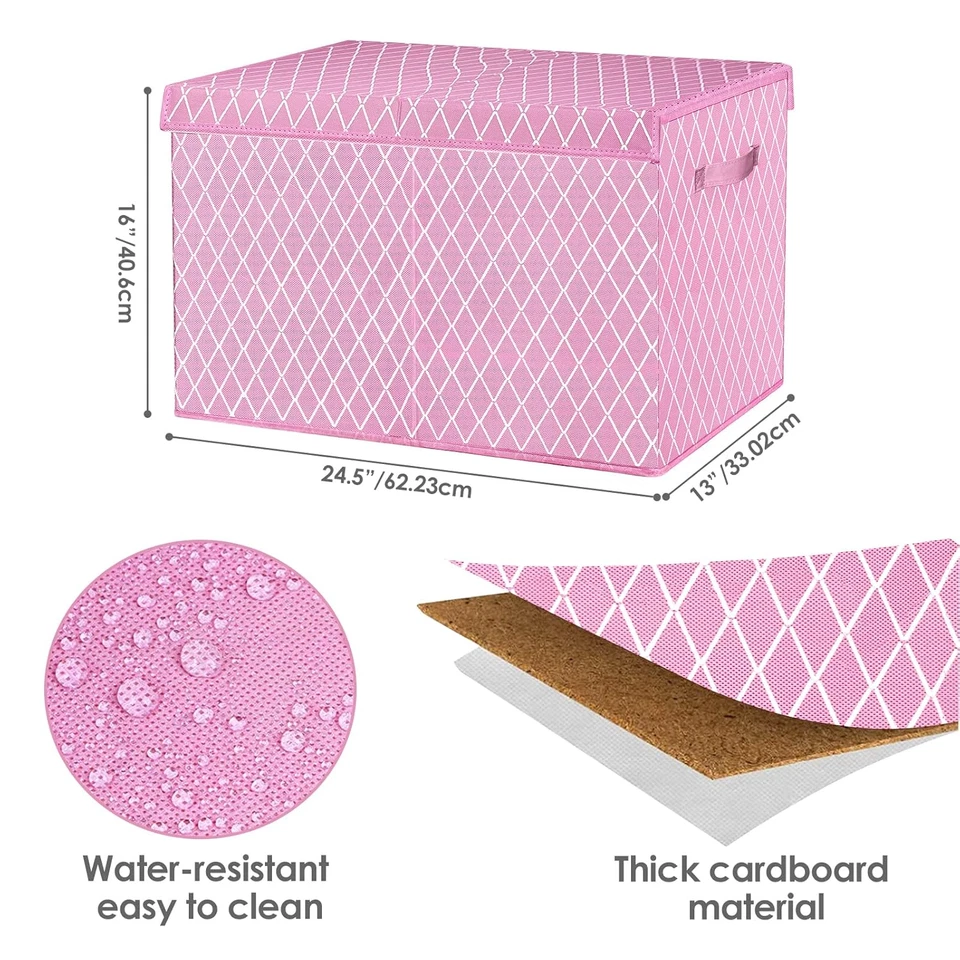 Toy Box Chest Organizer Bins for Girls Boys, Kids Large Fabric Collapsible Stora - Image 2 of 4