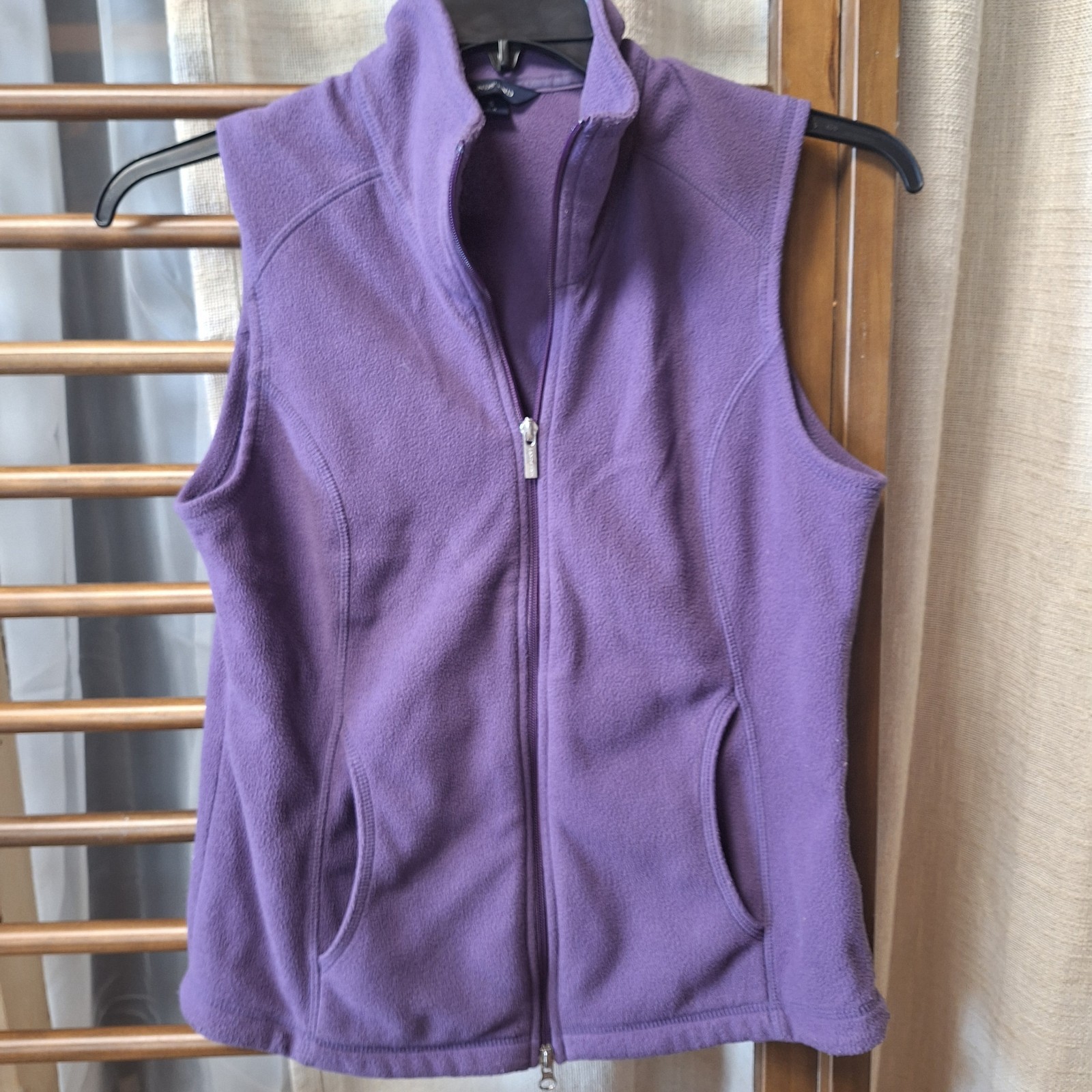 Lands' End Women's Purple Sleeveless Full Zip Fleece Vest Pockets Size Small 6-8