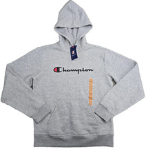 Champion Hoodie Youth Gray Oxford Heather Script Logo Pullover Sweatshirt 14/16L