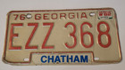 1976/1982 GEORGIA License Plate #EZZ 368 CHATHAM Used — photo 1